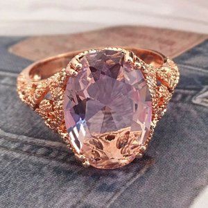 New Bridgeton Regency Period Rose Gold 925 Silver Pink & White Sapphires Ring